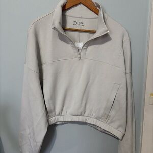 Women's Cream Quarter-Zip Sweater